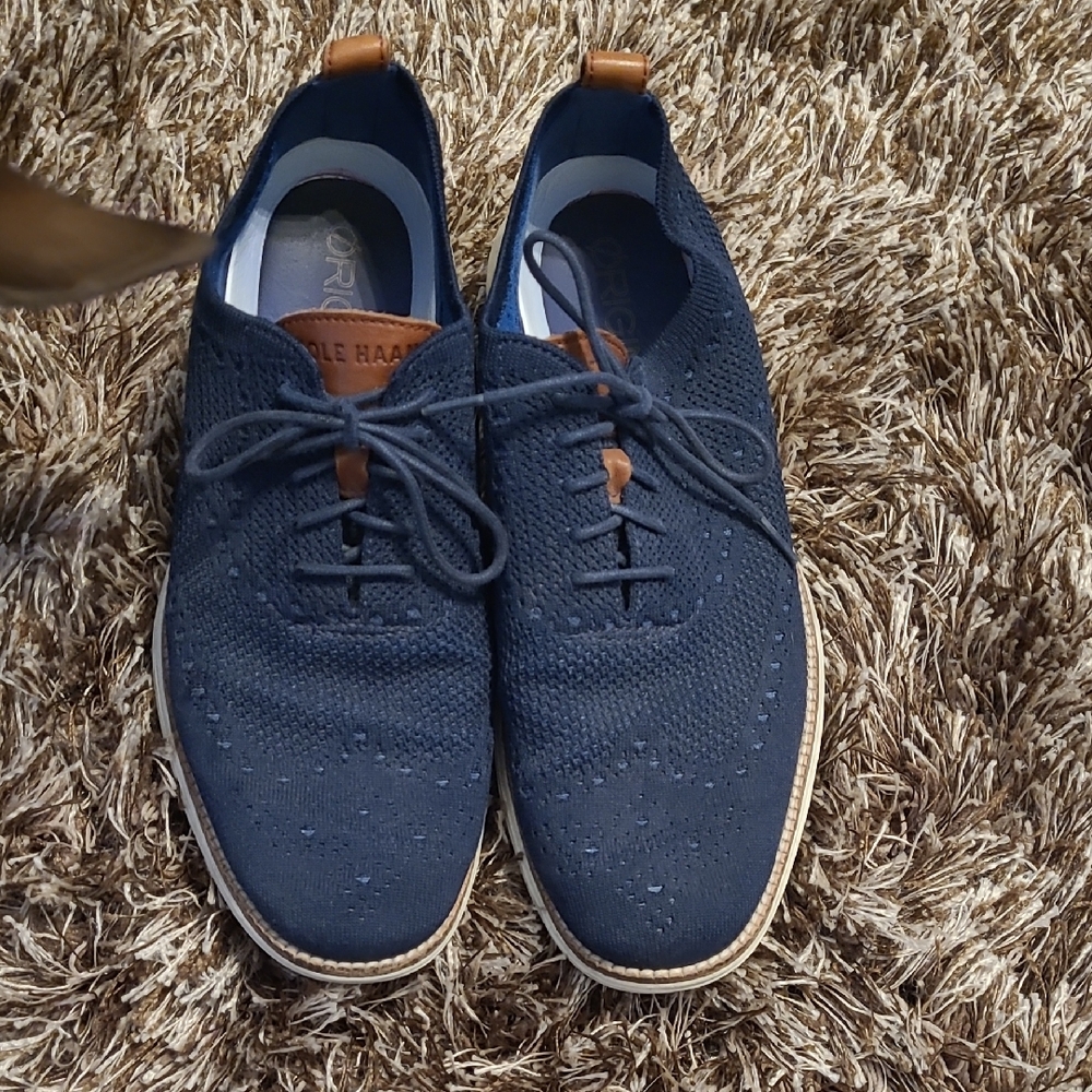 Cole Haan Blue and Brown Oxford Derbys with Leather Accents